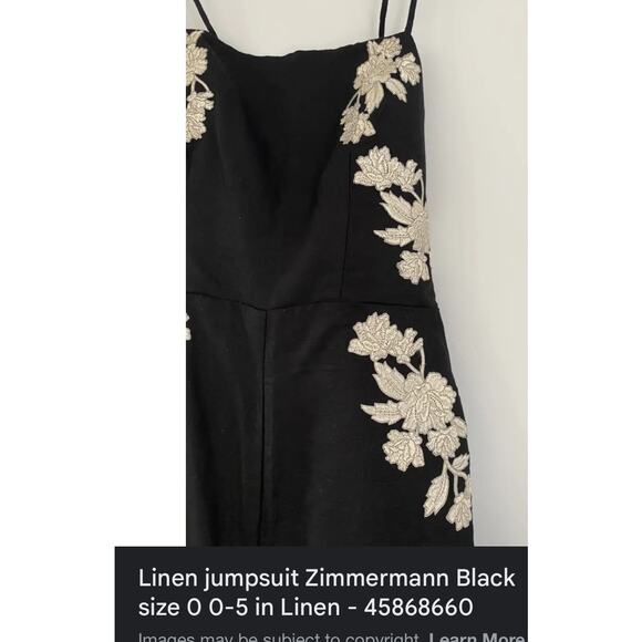 Zimmermann Black Jumpsuit with Cream Floral Accents - Picture 5 of 8